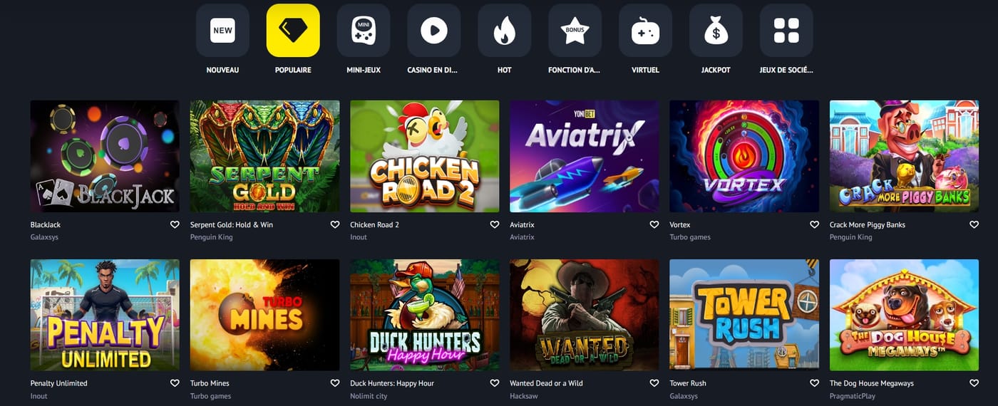 Catalogue de machines à sous Yonibet